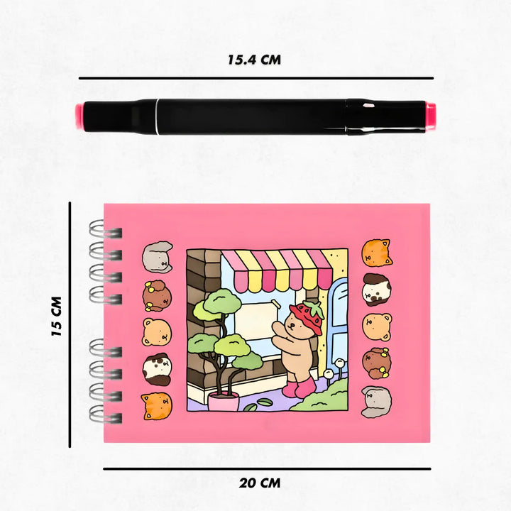Kit Livro De Colorir Capa Dura + 24 Canetinhas - ROSA