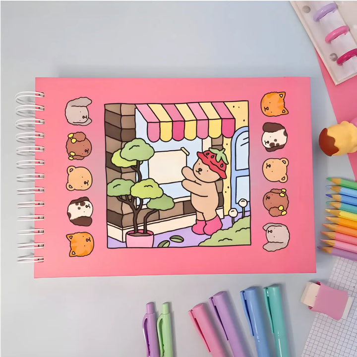 Kit Livro De Colorir Capa Dura + 24 Canetinhas - ROSA